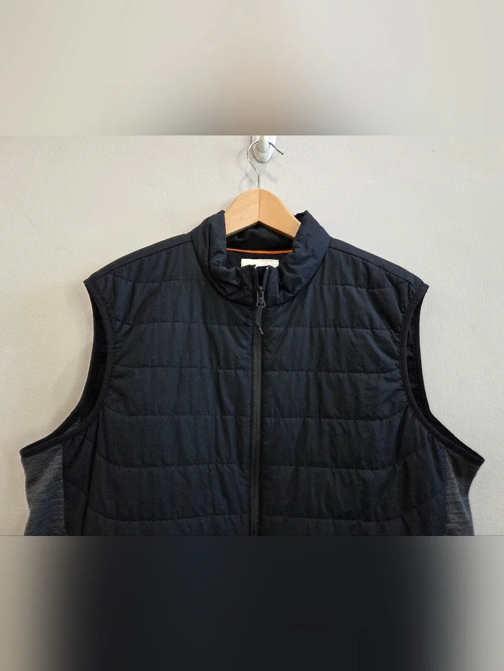 Icebreaker Vest Black Gray Cotton Wool Full Zip Hiking Outdoor Men's Size XL